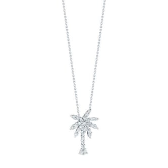Roberto Coin 18k White Gold 0.17cttw Diamond Tiny Treasures Palm Tree Necklace 18"