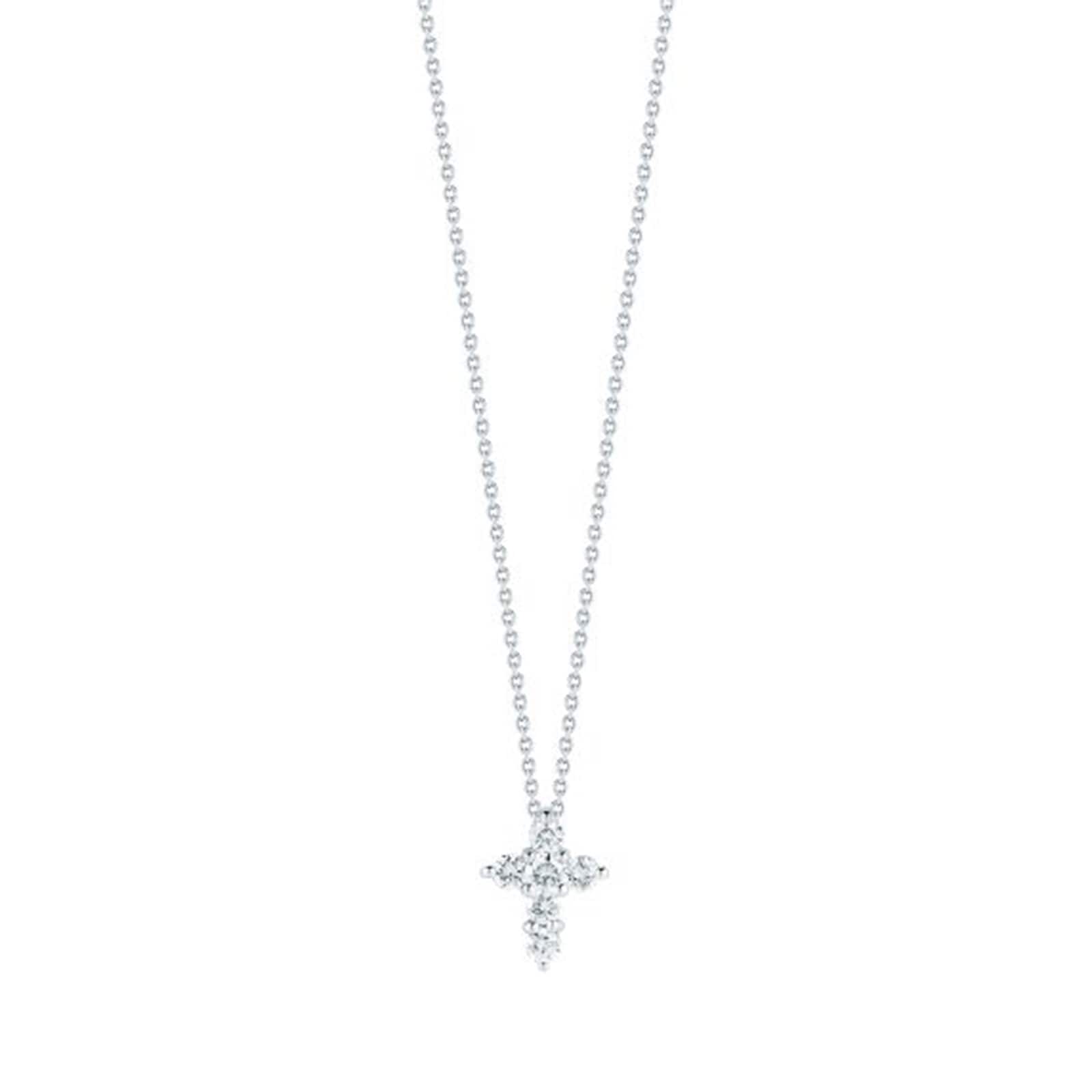 Roberto Coin 18k White Gold 0.20cttw Diamond Tiny Treasures Small Cross Necklace 18"