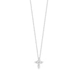 Roberto Coin 18k White Gold 0.20cttw Diamond Tiny Treasures Small Cross Necklace 18"