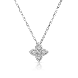 Roberto Coin Princess Flower 18k Yellow Gold and Diamond 6 Station Necklace, Size: 1273