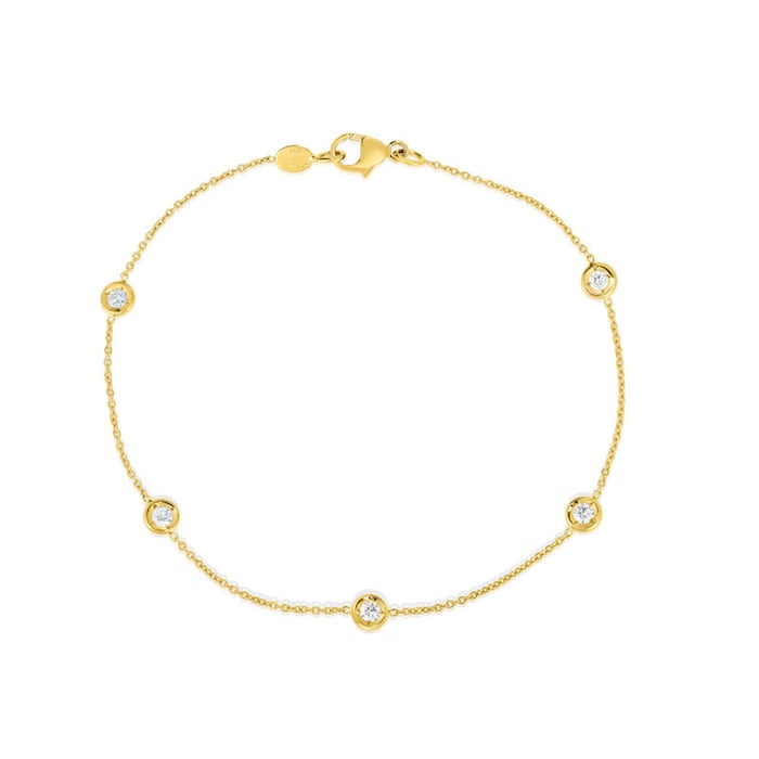 Roberto Coin 18K Yellow Gold Diamond By The Inch 5 Station Bracelet