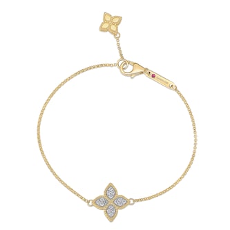 Roberto Coin 18k Yellow Gold 0.17cttw Diamond Princess Flower Bracelet 16-17cm Roberto Coin 18k Yellow Gold 0.17cttw Diamond Princess Flower Bracelet 16-17cm