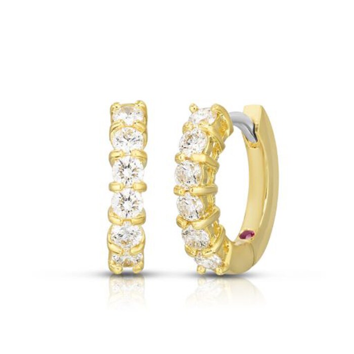 Roberto Coin 18K Yellow Gold Huggy Diamond Hoop Earrings