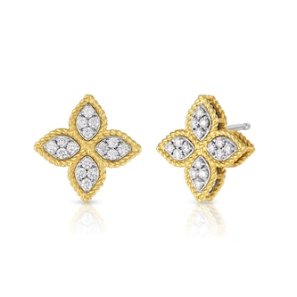Roberto Coin 18k Yellow Gold 0.38cttw Diamond Princess Flower Stud Earrings Roberto Coin 18k Yellow Gold 0.38cttw Diamond Princess Flower Stud Earrings