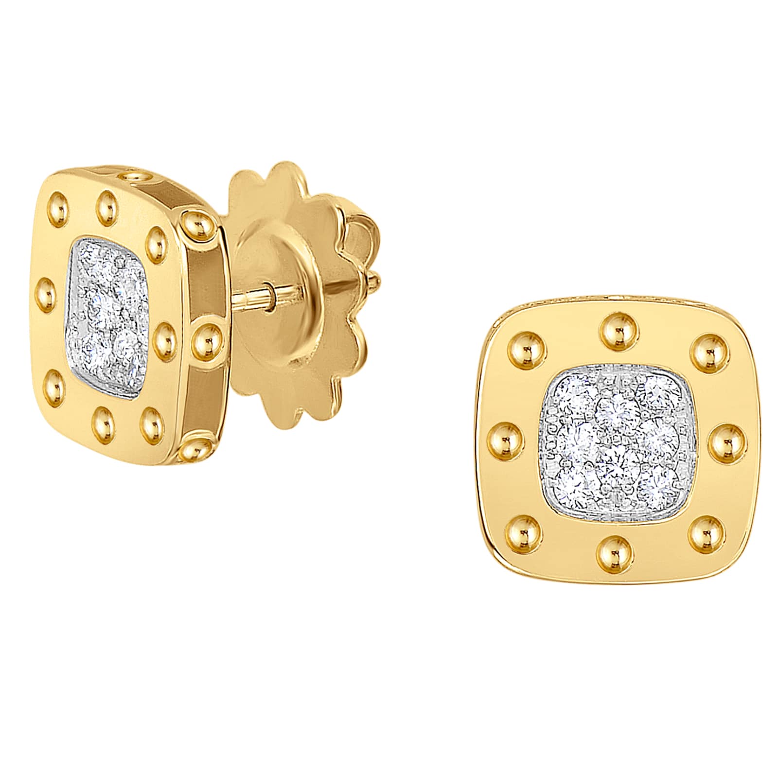 Roberto Coin 18k Yellow Gold 0.22cttw Diamond Square Pois Moi Stud Earrings Roberto Coin 18k Yellow Gold 0.22cttw Diamond Square Pois Moi Stud Earrings