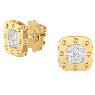 Roberto Coin 18k Yellow Gold 0.22cttw Diamond Square Pois Moi Stud Earrings