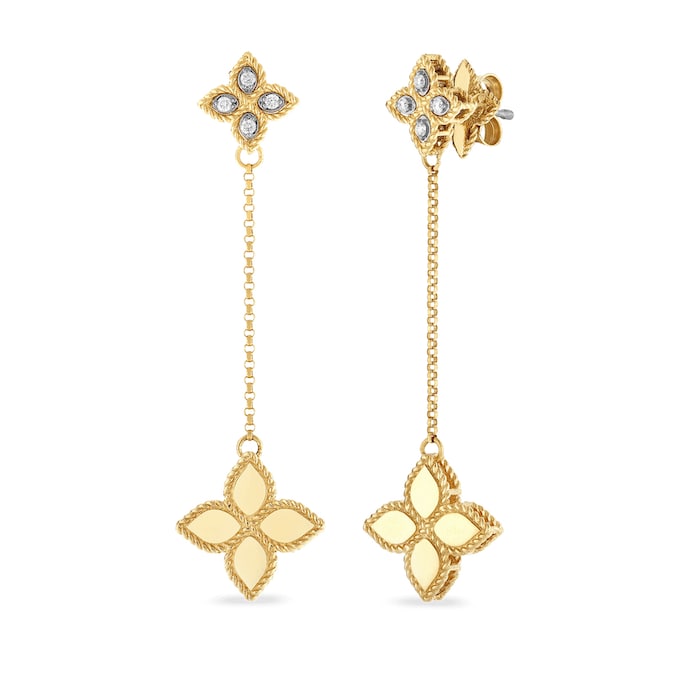 Roberto Coin 18k Yellow Gold Princess Flower Diamond Earrings