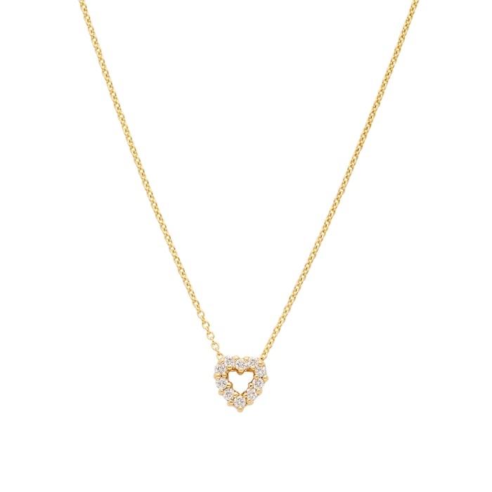 Roberto Coin 18k Yellow Gold 0.11cttw Diamond Tiny Treasures Heart Necklace 18"