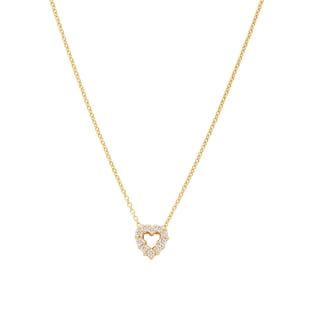 Roberto Coin 18k Yellow Gold 0.11cttw Diamond Tiny Treasures Heart Necklace 18"