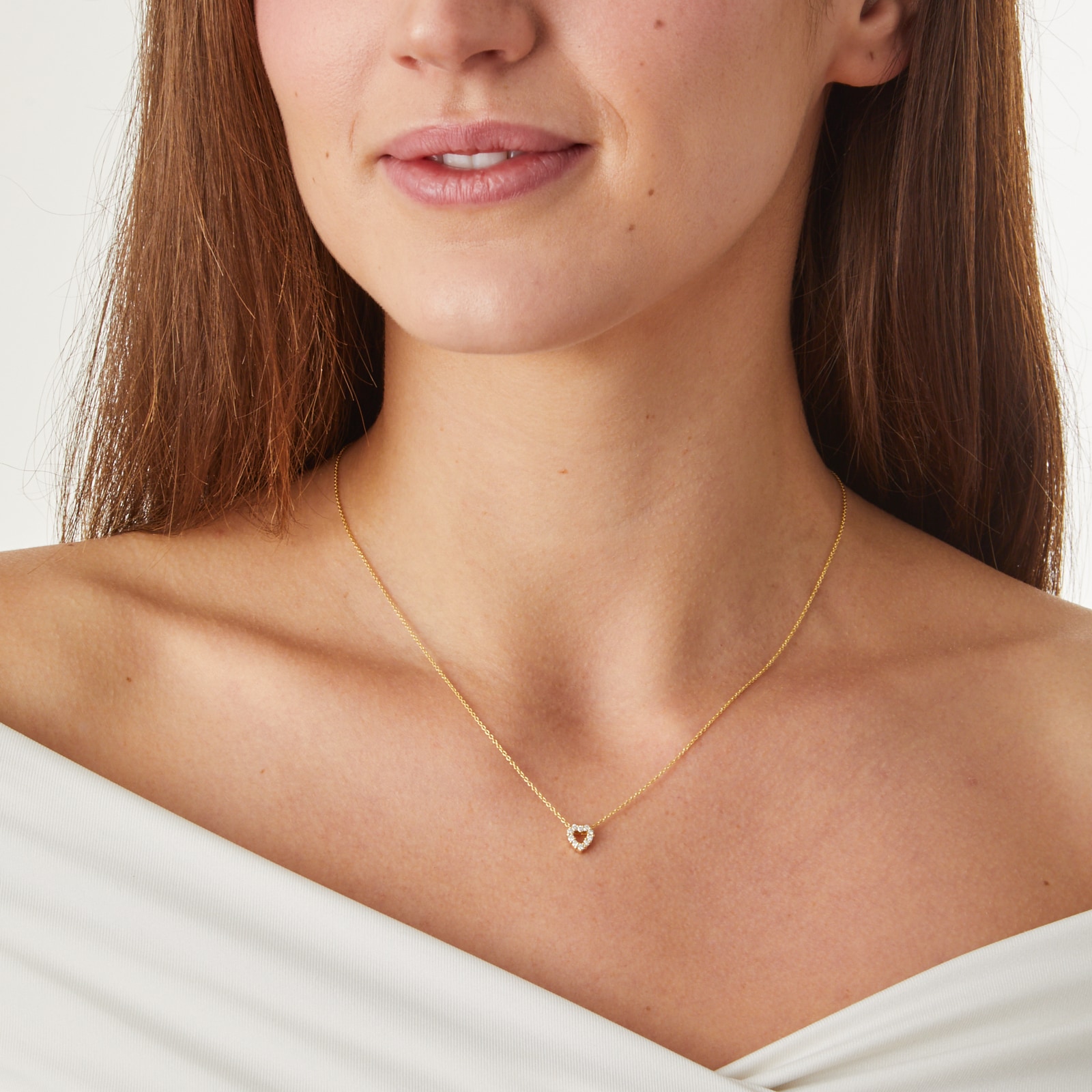 Roberto Coin 18k Yellow Gold 0.11cttw Diamond Tiny Treasures Heart Necklace 18"