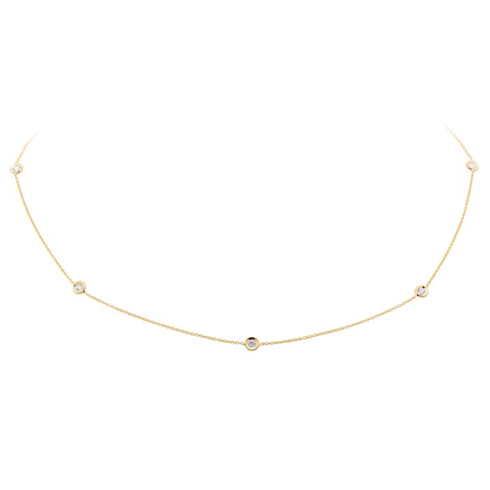 Roberto Coin 18K Yellow Gold Diamond By The Inch 7 Station Necklace