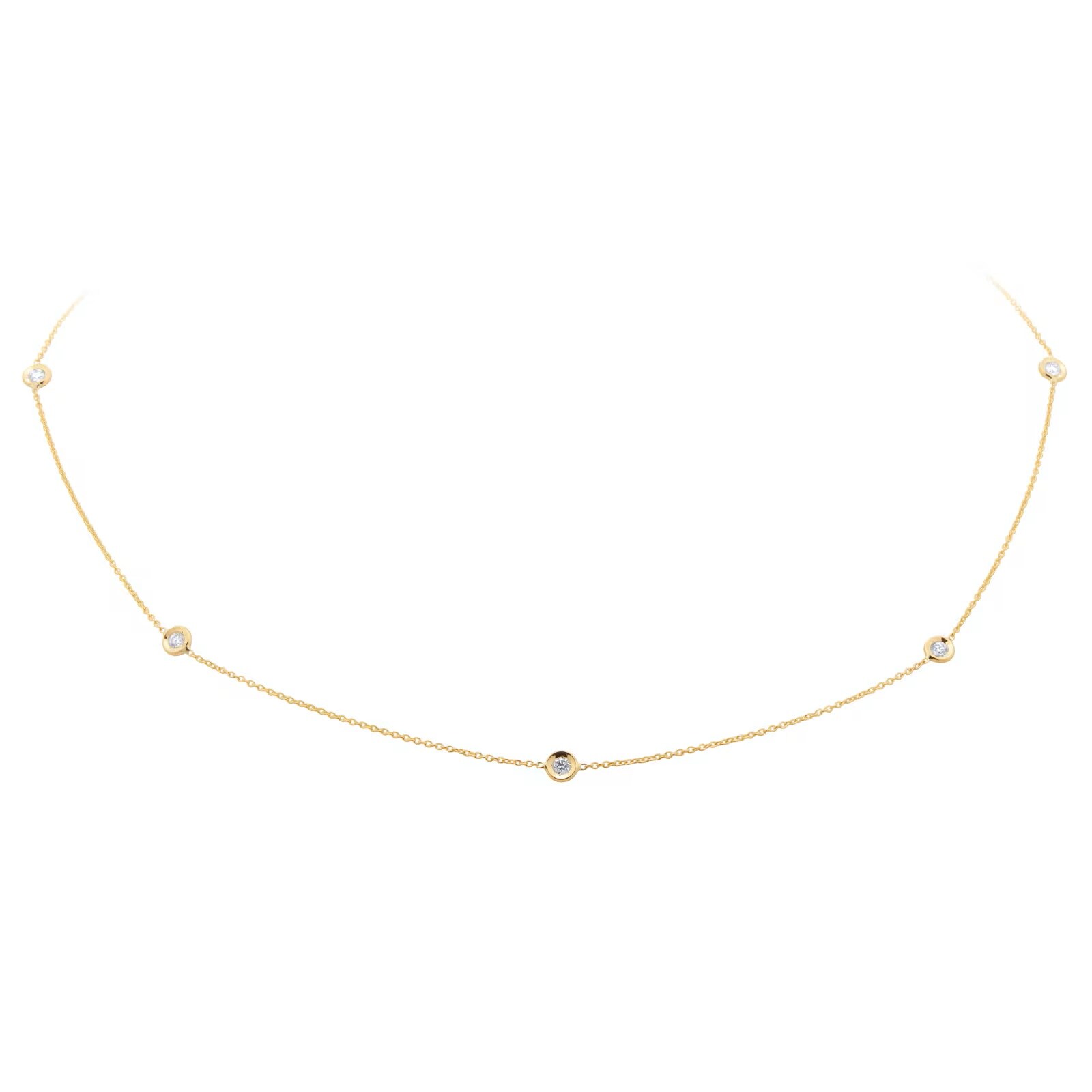 Roberto Coin 18K Yellow Gold Diamond By The Inch 7 Station Necklace