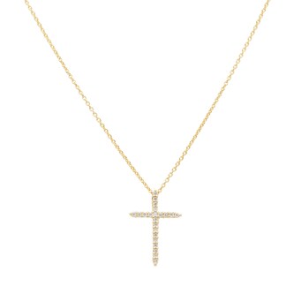 Roberto Coin 18k Yellow Gold 0.10cttw Diamond Tiny Treasures Sliver Cross Necklace 18" Roberto Coin 18k Yellow Gold 0.10cttw Diamond Tiny Treasures Sliver Cross Necklace 18"