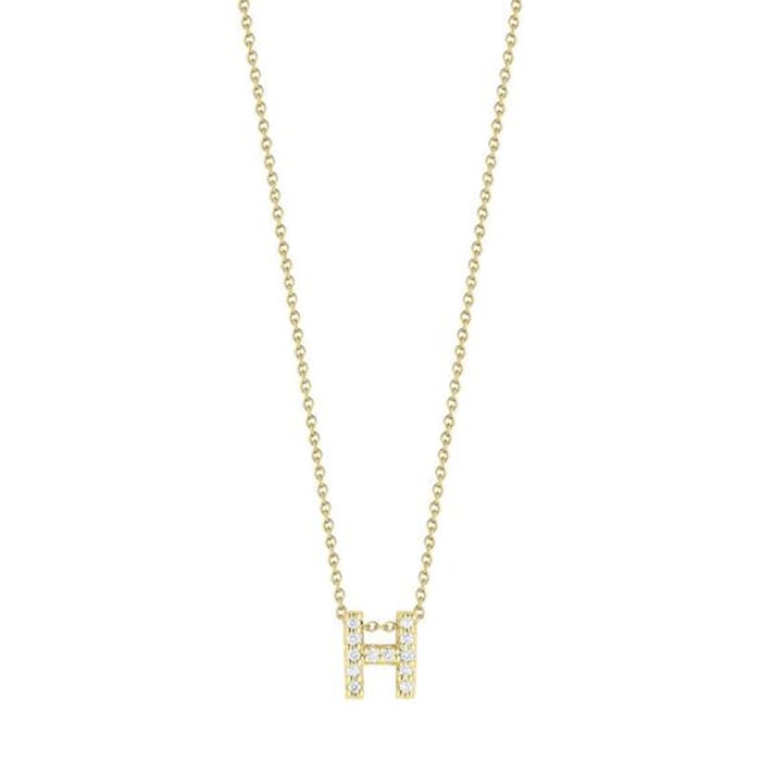 Roberto Coin 18K White Gold Tiny Treasures Diamond Love Letter H Necklace