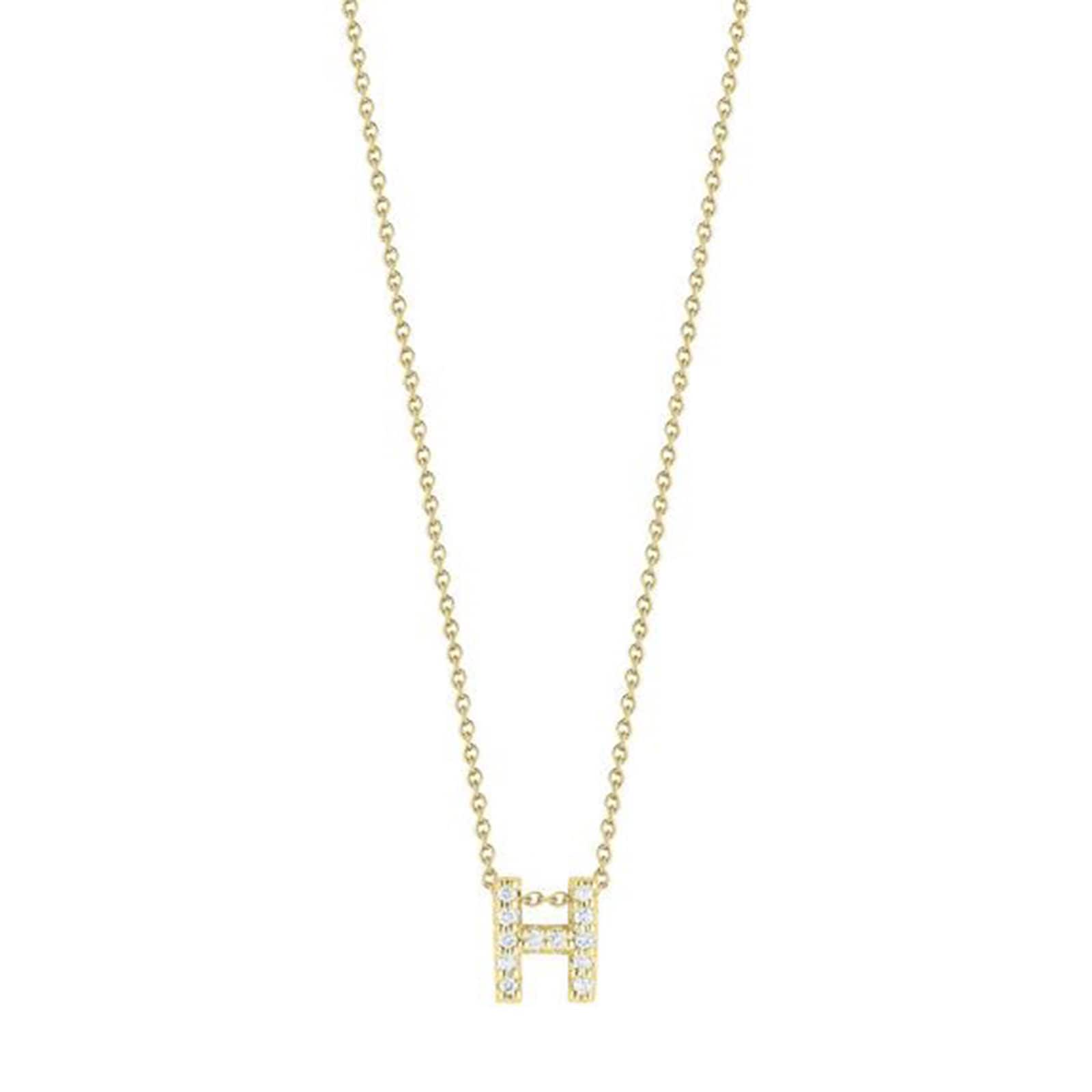 Roberto Coin 18K White Gold Tiny Treasures Diamond Love Letter H Necklace