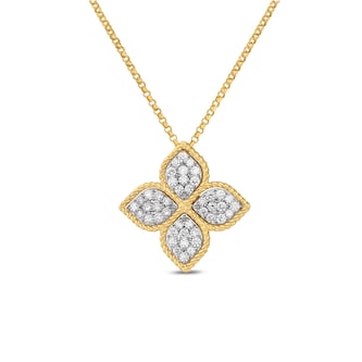 Roberto Coin 18k Yellow Gold 0.45cttw Diamond Princess Flower Pendant 42-45cm Roberto Coin 18k Yellow Gold 0.45cttw Diamond Princess Flower Pendant 42-45cm