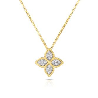 Roberto Coin 18k Yellow Gold 0.17cttw Diamond Princess Flower Pendant 42-45cm Roberto Coin 18k Yellow Gold 0.17cttw Diamond Princess Flower Pendant 42-45cm