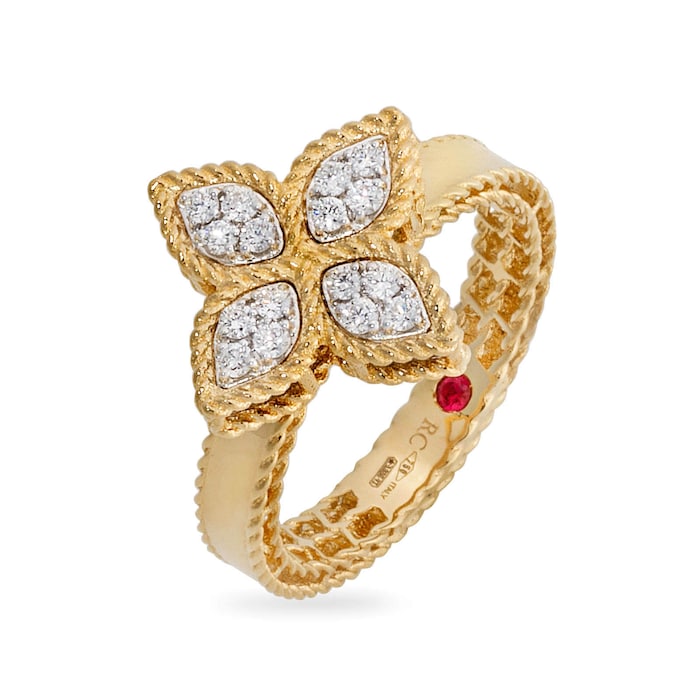 Roberto Coin Princess Flower 18ct Gold 0.18ct Rings