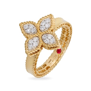 Roberto Coin Princess Flower 18ct Gold 0.18ct Rings