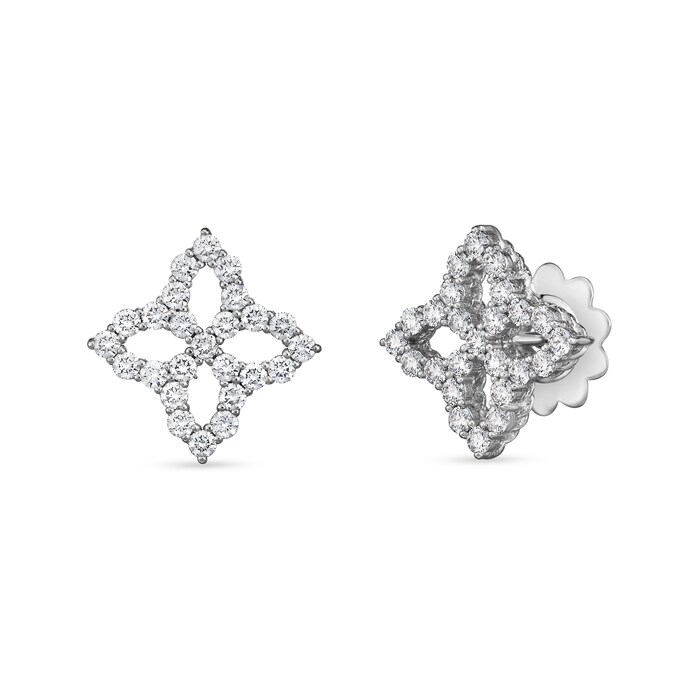 Roberto Coin Princess Flower White Gold 2.37ct Diamond Stud Earrings