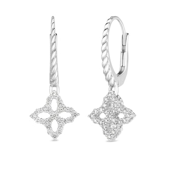 Roberto Coin 18k White Gold 0.30cttw Diamond Princess Small Flower Drop Earrings Roberto Coin 18k White Gold 0.30cttw Diamond Princess Small Flower Drop Earrings