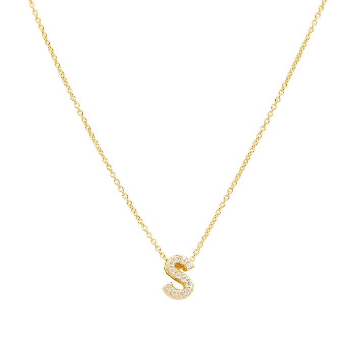 Roberto Coin 18K Yellow Gold 0.05cttw Diamond Love Letter S Necklace
