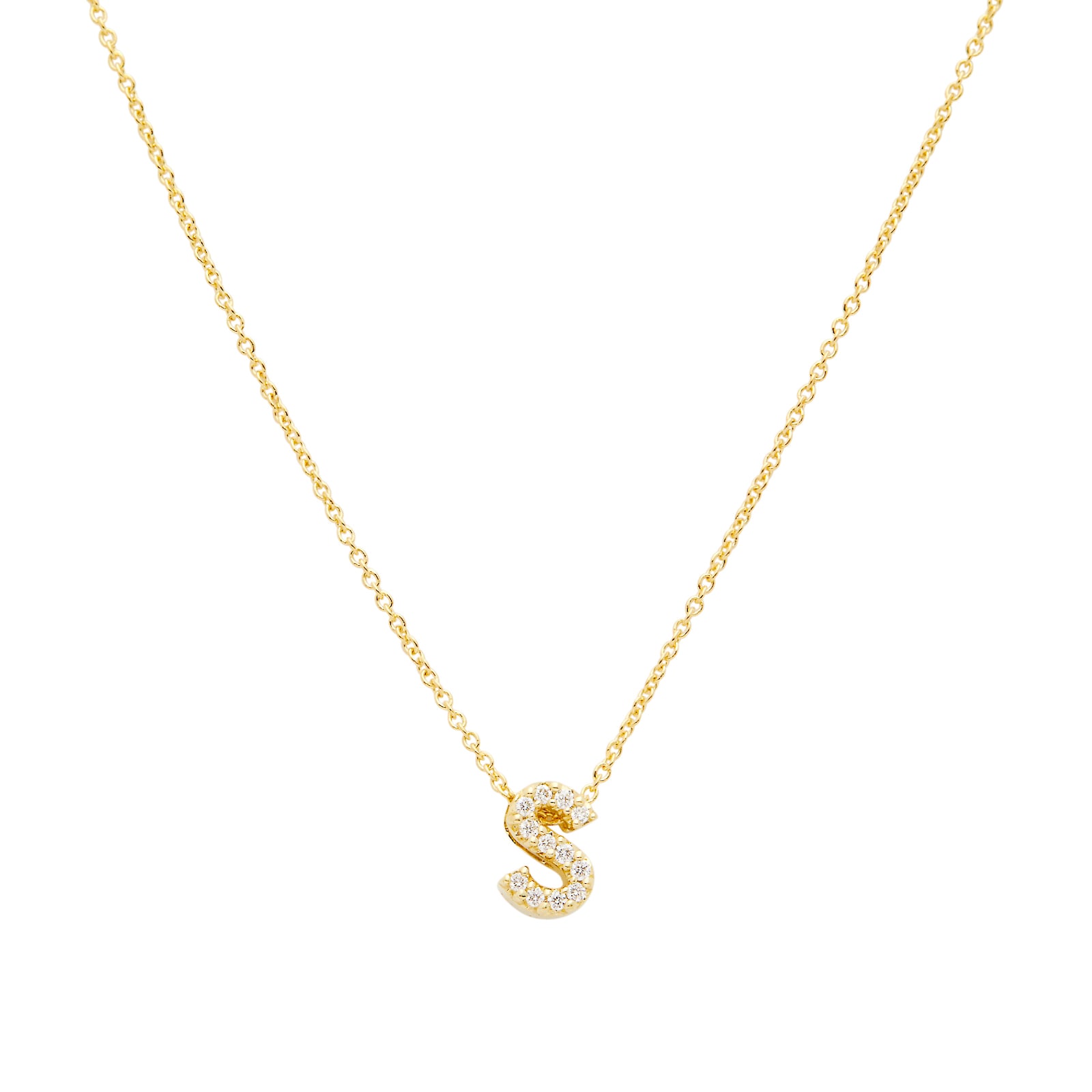 Roberto Coin 18K Yellow Gold 0.05cttw Diamond Love Letter S Necklace