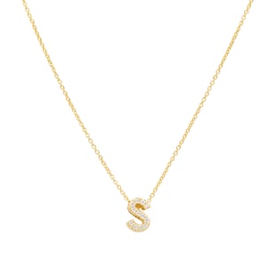 Roberto Coin 18K Yellow Gold 0.05cttw Diamond Love Letter S Necklace