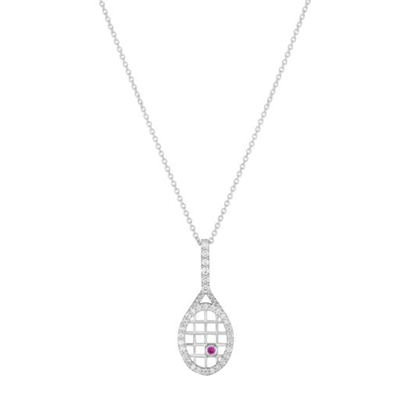 Roberto Coin 18K White Gold Tiny Treasures Diamond Tennis Racket Necklace