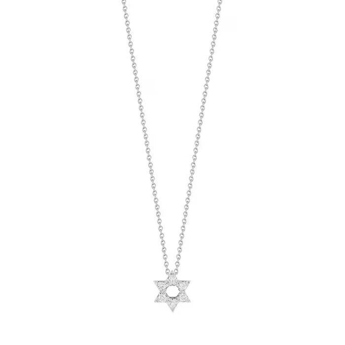 Roberto Coin 18k White Gold 0.09cttw Diamond Tiny Treasures Star of David Necklace 18"