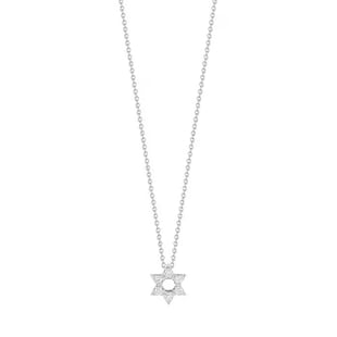 Roberto Coin 18k White Gold 0.09cttw Diamond Tiny Treasures Star of David Necklace 18"