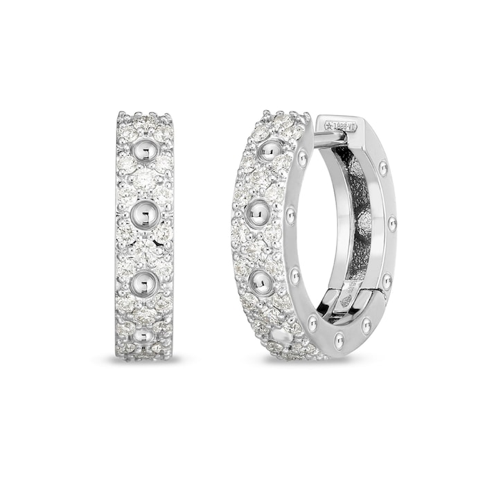 Roberto Coin 18k White Gold Symphony Pois Moi Diamond Hoop Earrings