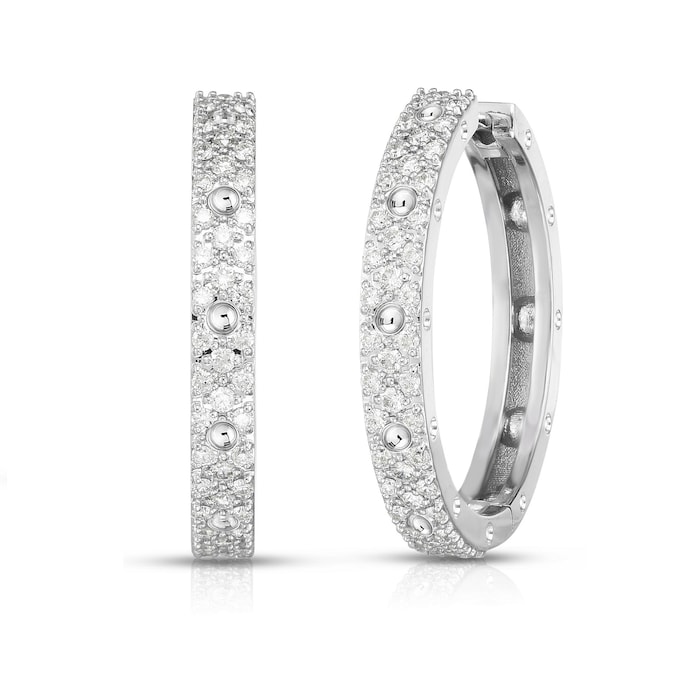 Roberto Coin 18k White Gold Symphony Pois Moi Diamond Hoop Earrings