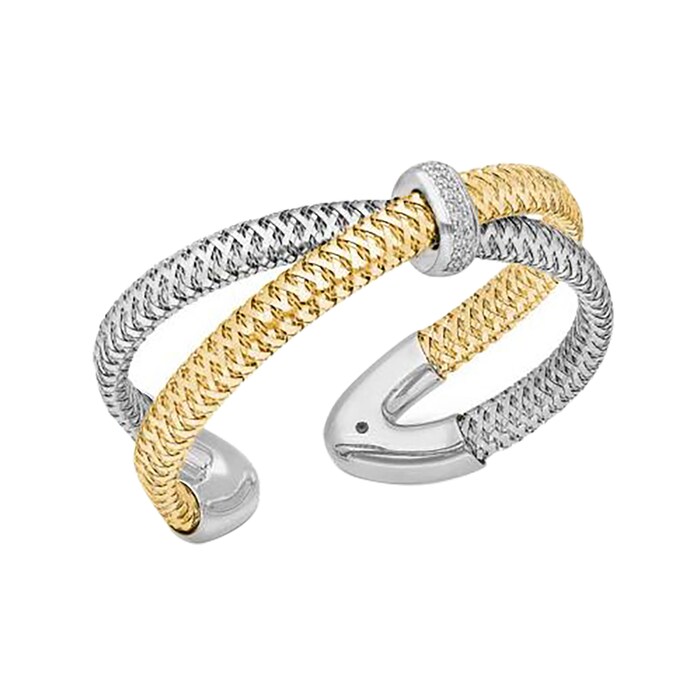 Roberto Coin 18k White and Yellow Gold Primavera Diamond Bangle