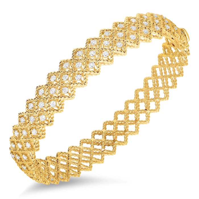 Roberto Coin 18k Yellow Gold Roman Barocco Three Row Diamond Bangle