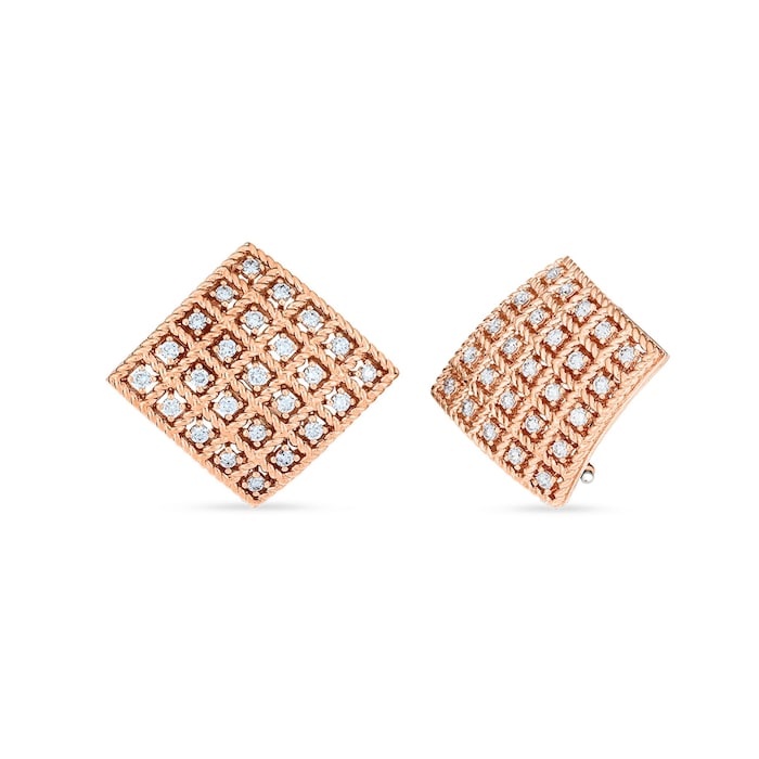 Roberto Coin 18k Rose Gold Roberto Coin Byzantine Barocco Square Diamond Earrings