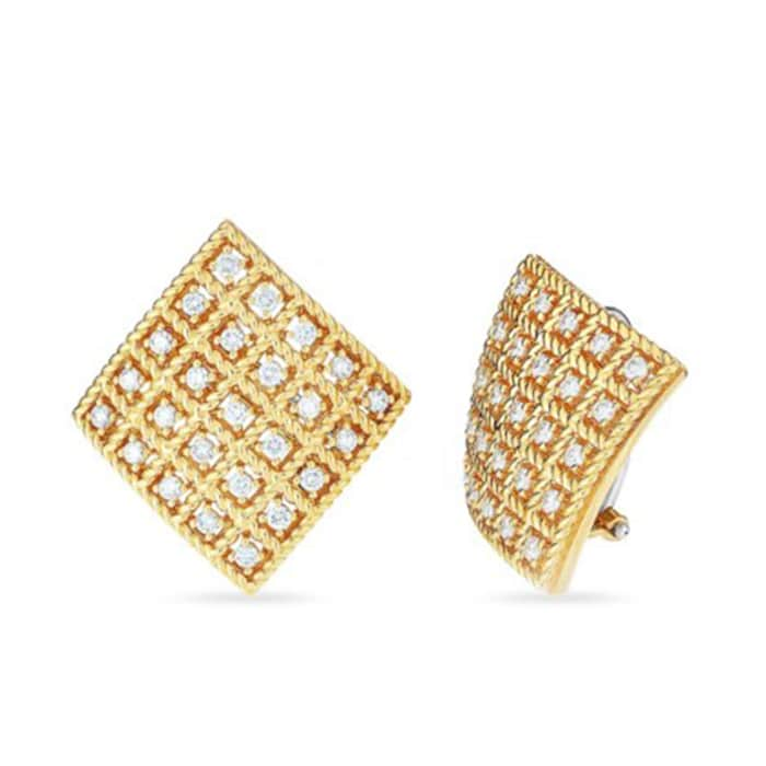 Roberto Coin 18k Yellow Gold Roberto Coin Byzantine Barocco Square Diamond Earrings