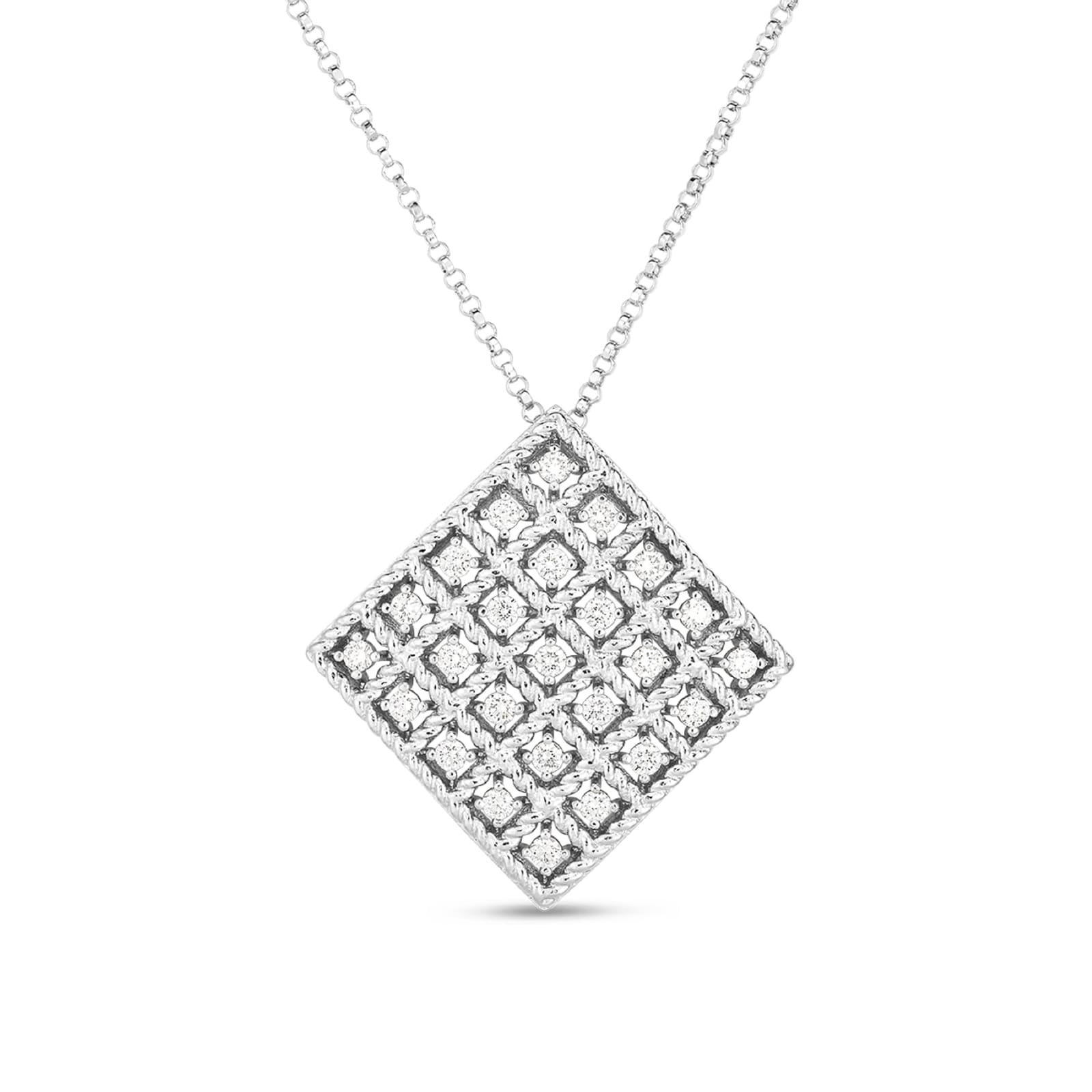 14kt White Gold Classic Diamond Lock Pendant 22277-w