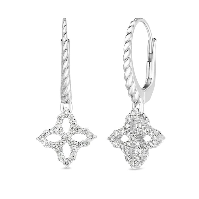 Roberto Coin 18k White Gold Princess Flower Medium Diamond Earrings