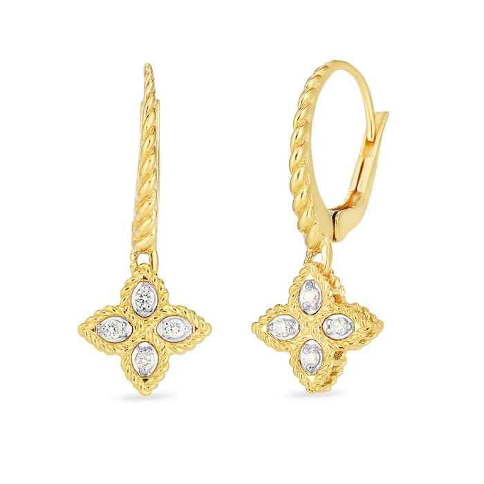 Roberto Coin 18k Yellow Gold Princess Flower Diamond Drop Earrings