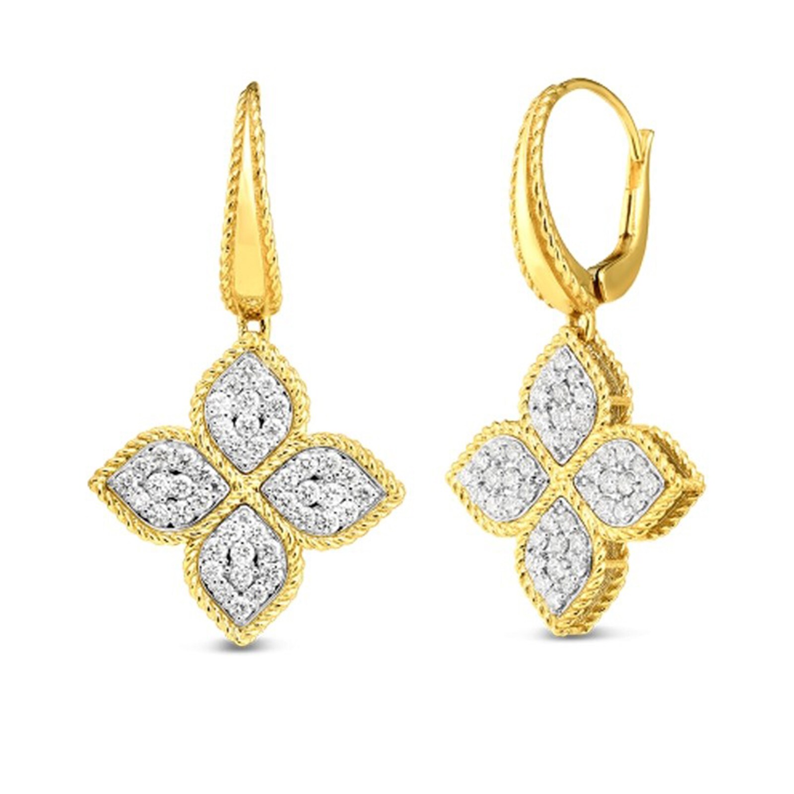 Roberto Coin 18k Yellow Gold Princess Flower Diamond Drop Earrings
