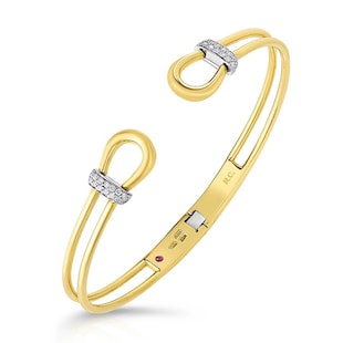 Roberto Coin 18k Yellow and White Gold Classique Parisienne Cheval Diamond Bangle