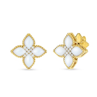 Roberto Coin 18k Yellow Gold 0.07cttw Diamond Venetian Princess Mother of Pearl Earrings Roberto Coin 18k Yellow Gold 0.07cttw Diamond Venetian Princess Mother of Pearl Earrings