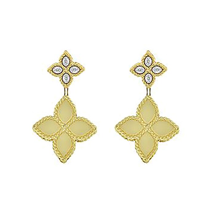 Roberto Coin 18k Yellow Gold Princess Flower Diamond Earrings