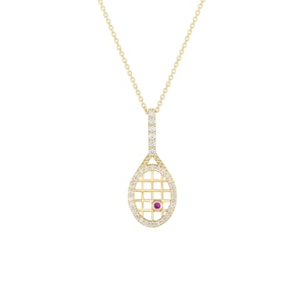 Roberto Coin 18K Yellow Gold Tiny Treasures Diamond Tennis Racket Necklace