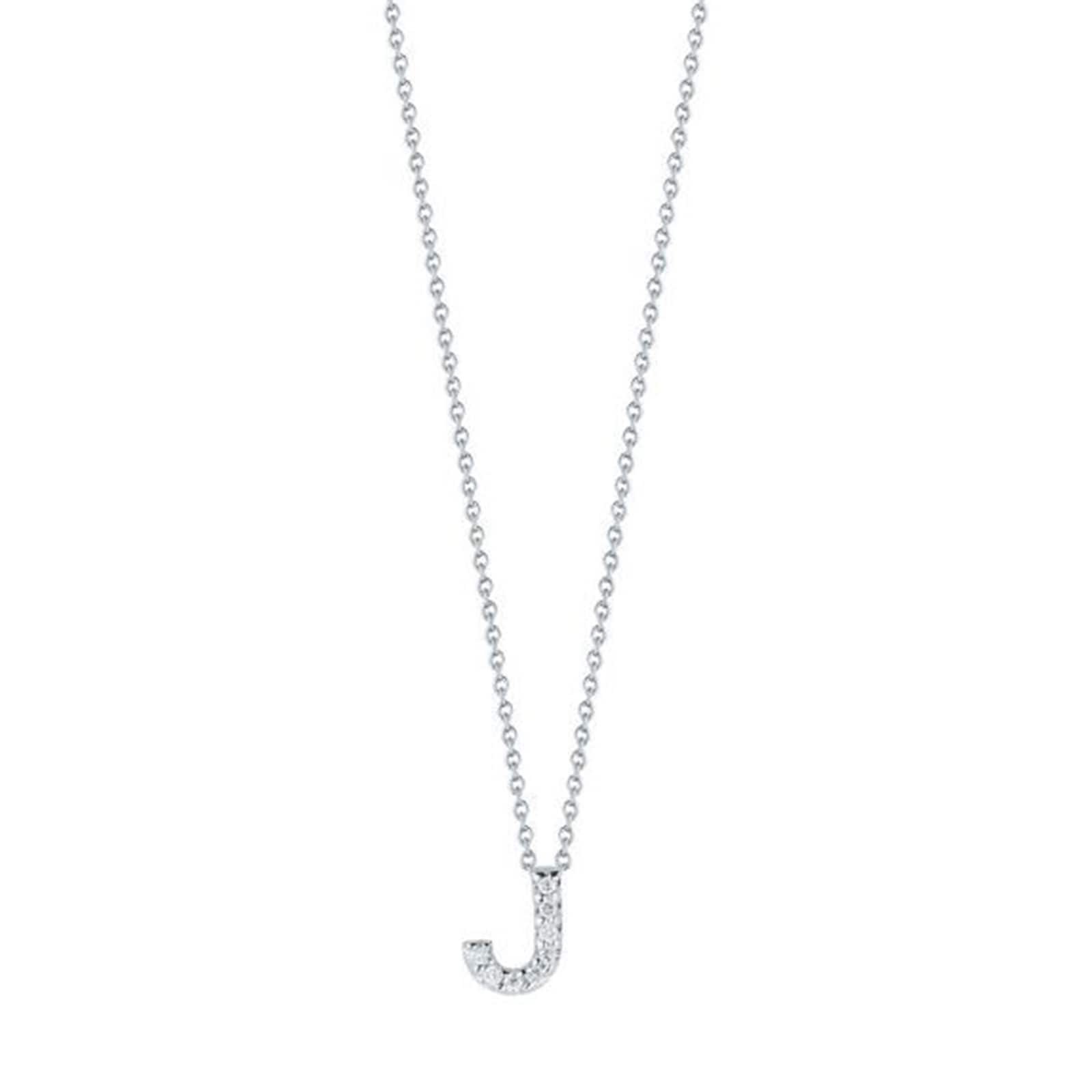 Roberto Coin 18K White Gold Tiny Treasures Diamond Love Letter J Necklace