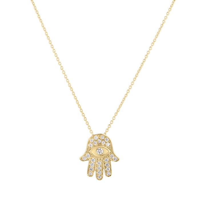 Roberto Coin 18K Yellow Gold Tiny Treasures Diamond Hamsa Necklace