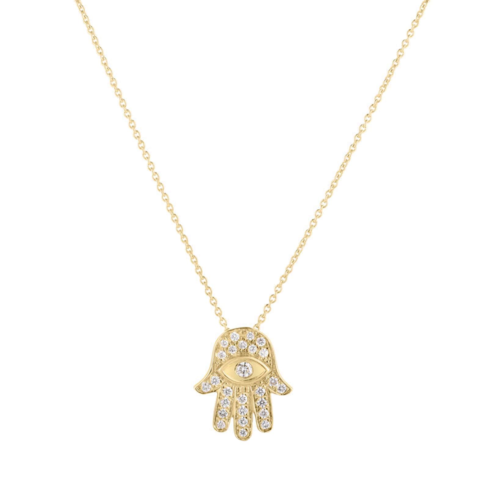 Roberto Coin 18K Yellow Gold Tiny Treasures Diamond Hamsa Necklace