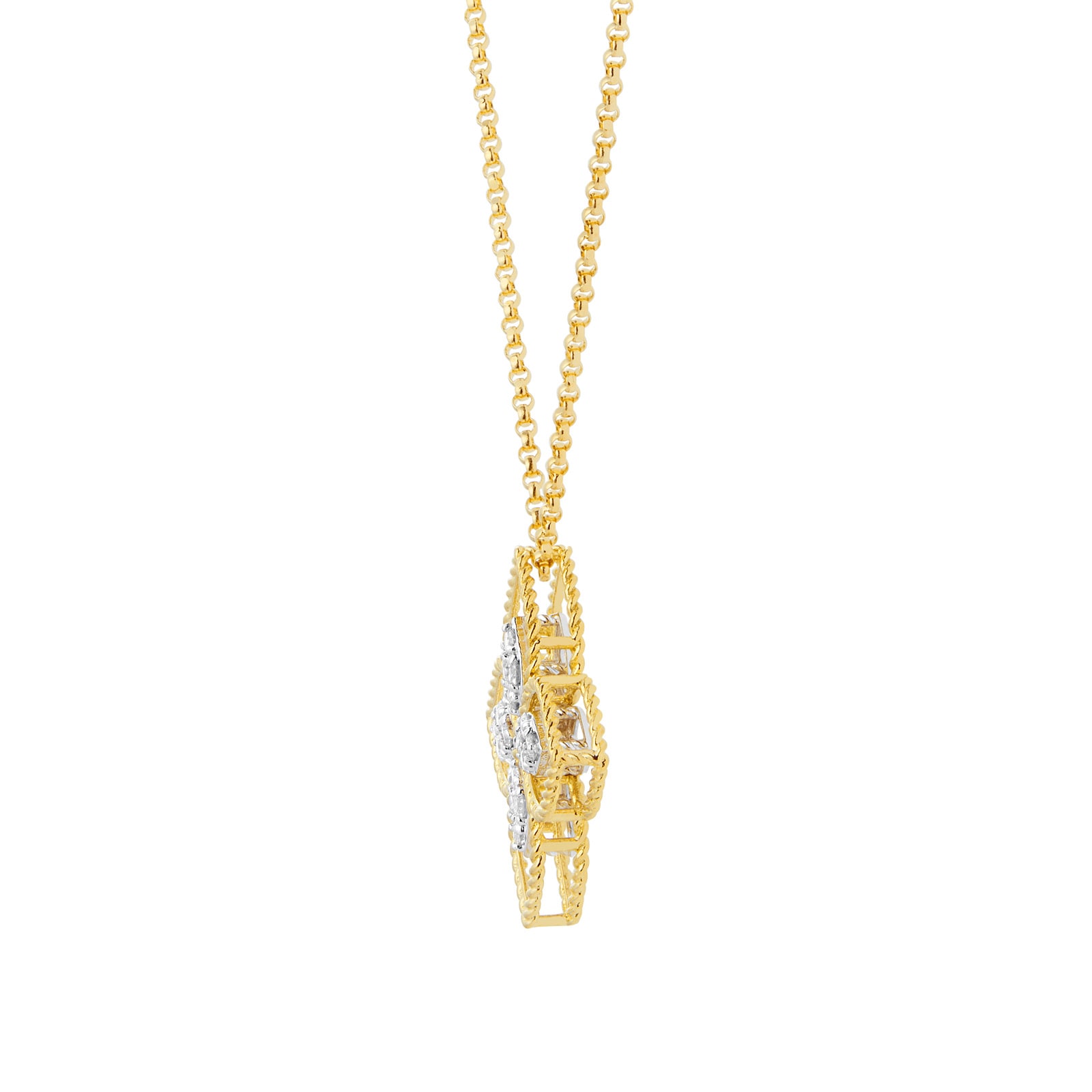 Roberto Coin Princess Flower 18ct Bi-Colour Gold 0.18ct Diamond Pendant Necklace Roberto Coin Princess Flower 18ct Bi-Colour Gold 0.18ct Diamond Pendant Necklace