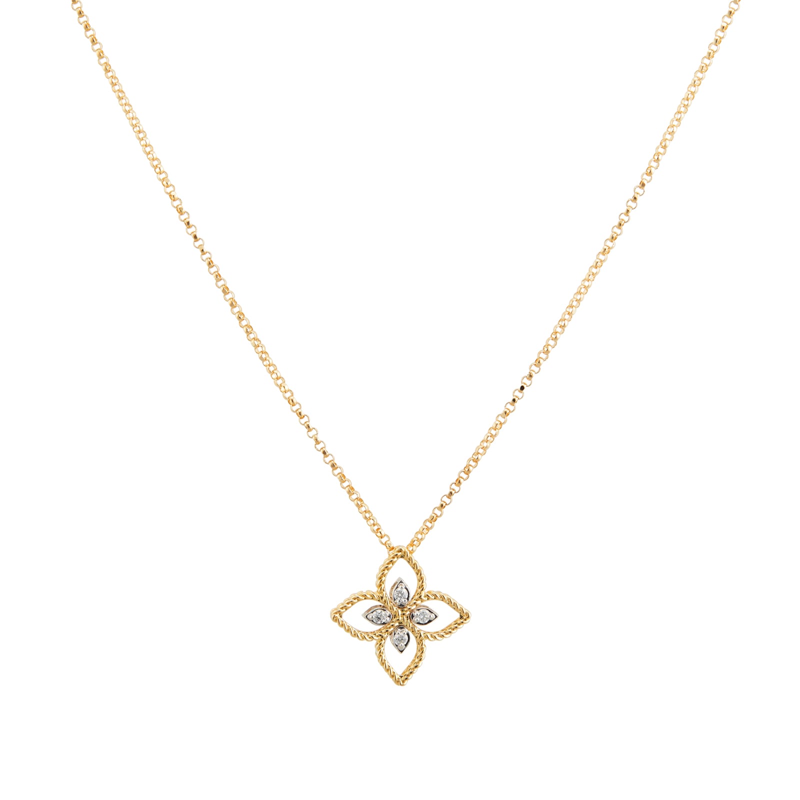 Princess Flower 18ct Bi-Colour Gold 0.04cttw Diamond Pendant